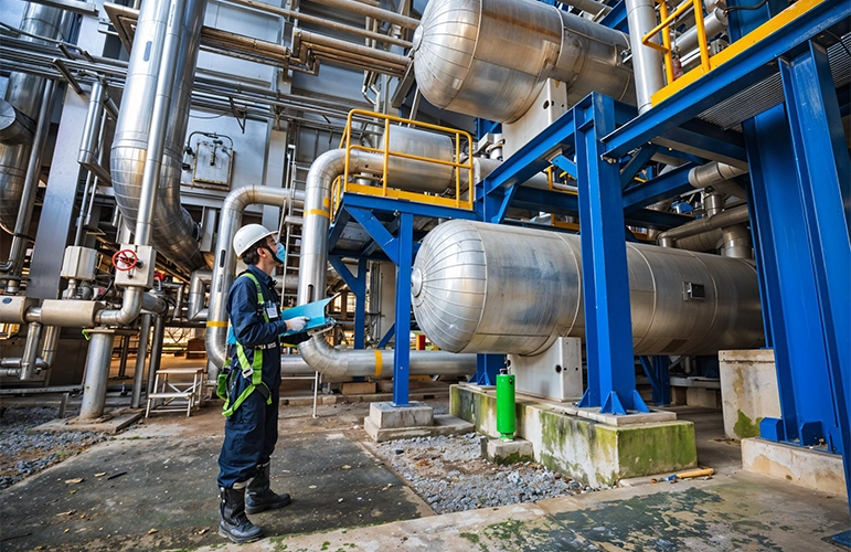 industrial services Saudi | NDT technician performing visual testing as part of inspection program